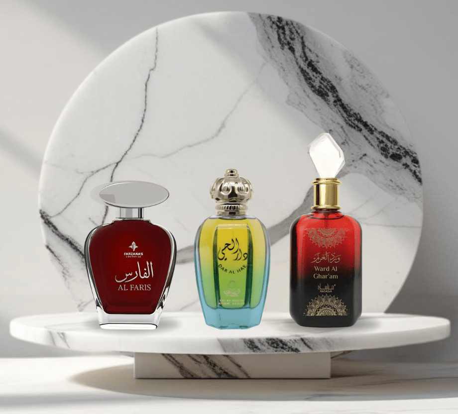 Set 3 parfumuri ARABESTI de barbat 100ML - AL FARIS + DAR AL HAE + WARD AL GHAR'AM - Parfumuri de vis
