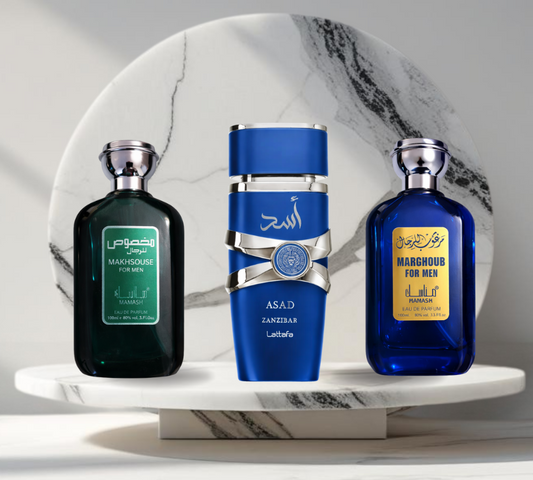 Set 3 parfumuri Arabesti de Barbat - ZANZIBAR - BLUE - GREEN