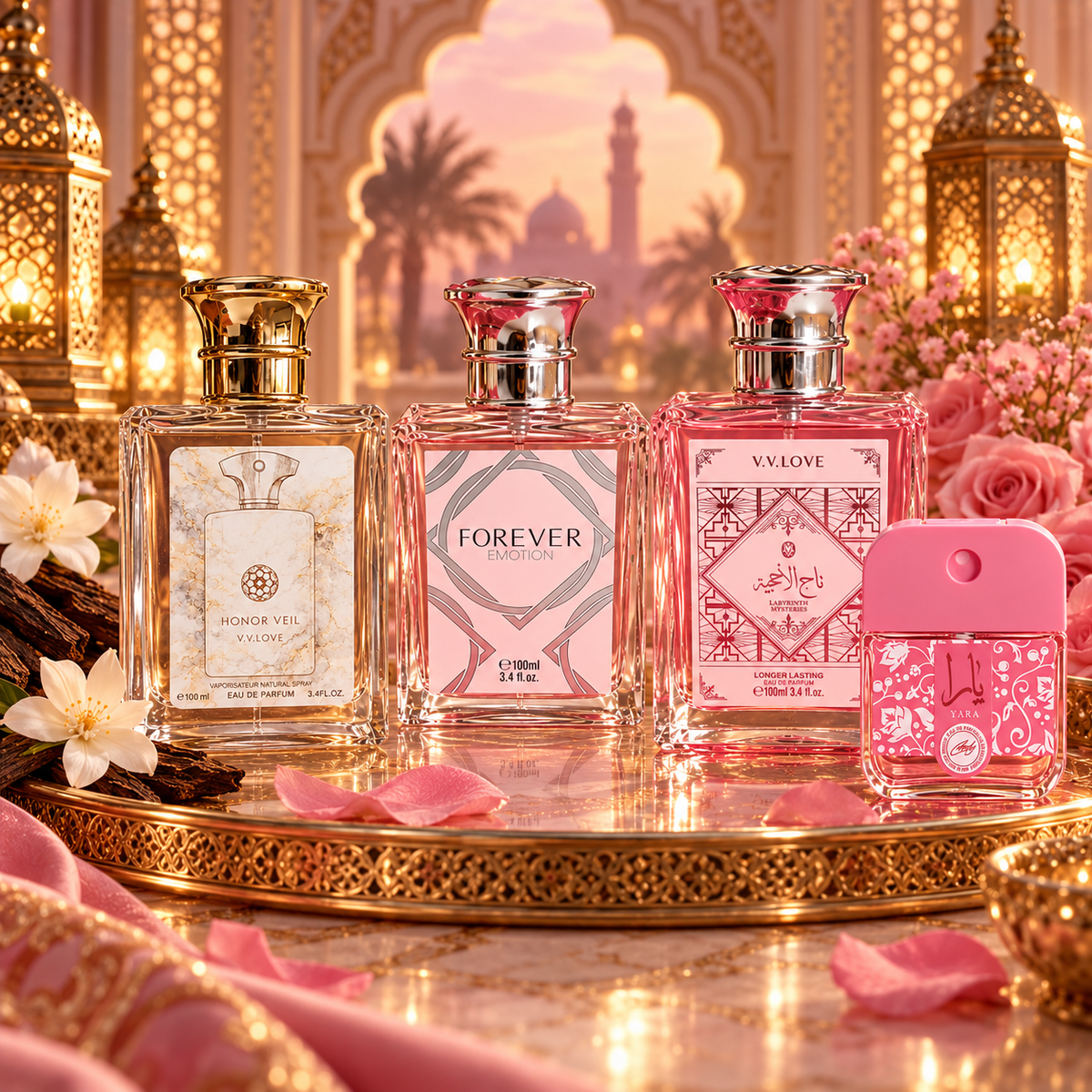 Set 3 Parfumuri de Damă 100ML - HONOR VEIL - FOREVER EMOTION - LABYRINTH MYSTERY + CADOU YARA MINI 35ML