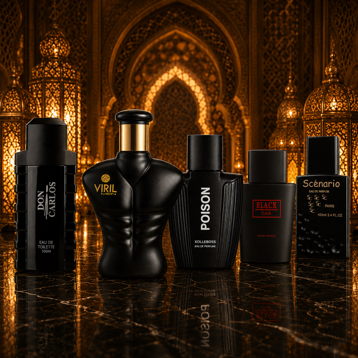 Set 5 parfumuri de Barbati 100ML - BLACK VIRIL - DON CARLOS - POISON - BLACK CAR - SCENARIO