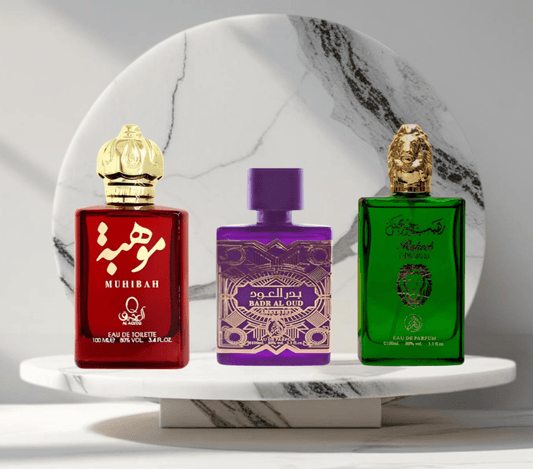 Set 3 parfumuri ARABESTI de Barbati 100ML - MUHIBAH - BADAR AL OUD - RAHEEB - Parfumuri de vis