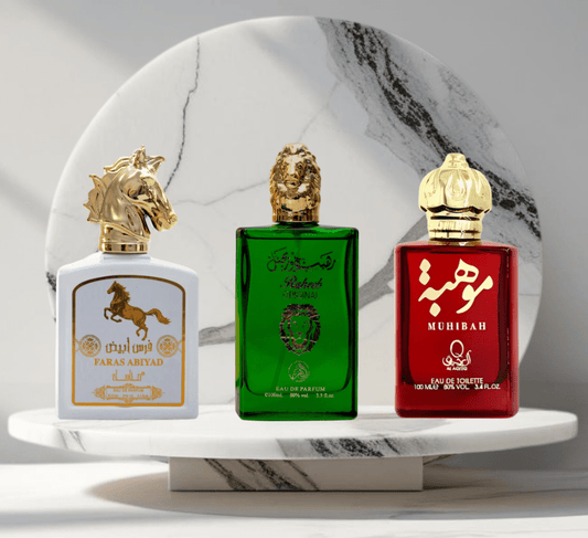 Set 3 parfumuri ARABESTI de Barbati 100ML - MUHIBAH - FARAS - RAHEEB - Parfumuri de vis