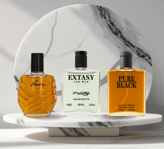Set 3 parfumuri de Barbati 100ML - PURE BLACK - RUMBA - EXTASY - Parfumuri de vis
