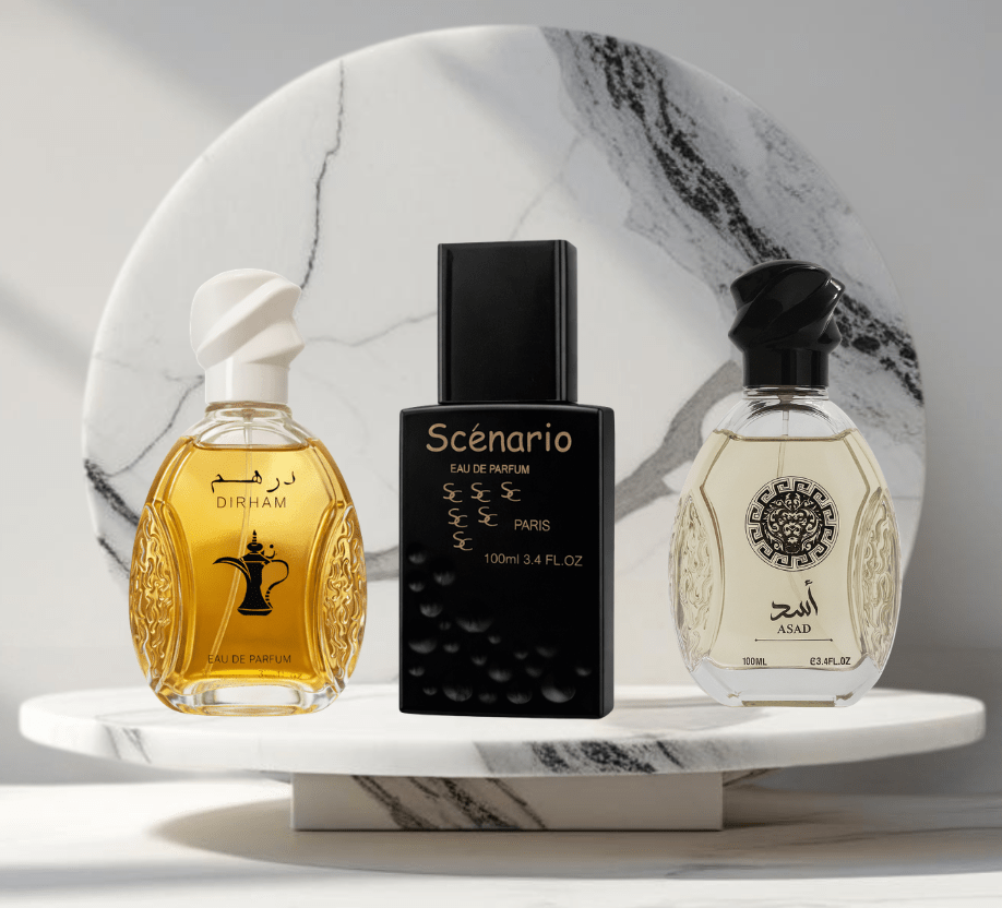 Set 3 parfumuri de Barbati 100ML - SCENARIO - ASAD - DIRHAM - Parfumuri de vis