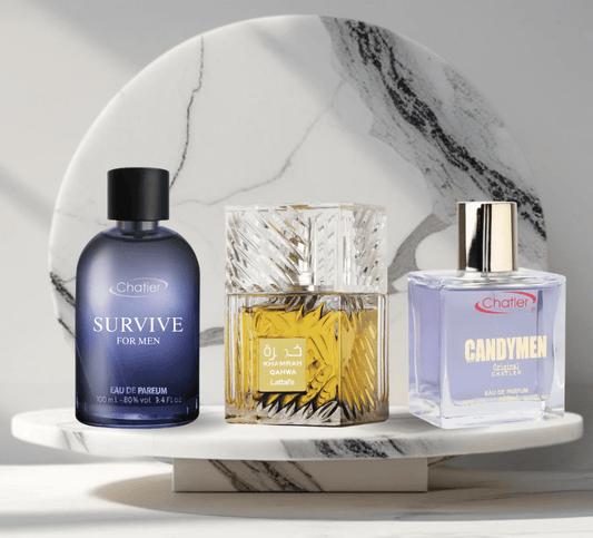 Set 3 Parfumuri de Barbati de 100ML - KHAMRAH QAHWA - SURVIVE - CANDYMEN - Parfumuri de vis