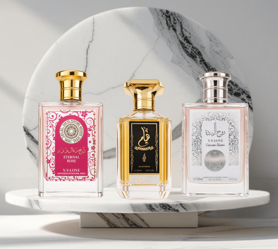 Set 3 parfumuri de DAMA 100ML - ETERNAL ROSE - CRIMSON - HUYAM - Parfumuri de vis