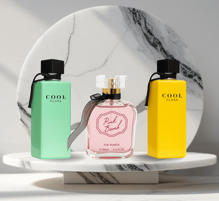 Set 3 parfumuri de Dama 100ML - FLORA GREEN - BOMB - FLORA YELLOW - Parfumuri de vis