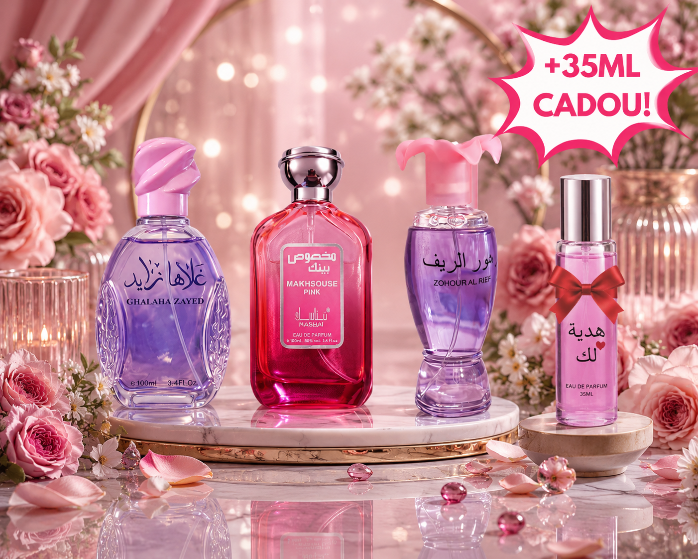 Set 3 Parfumuri de Damă 100ML - MAKHSOUSE - GHALAHA - ZOHOUR + CADOU 35ML - Parfumuri de vis
