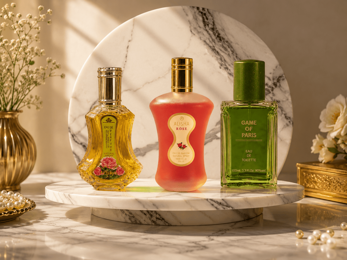 Set 3 Parfumuri de Damă 100ML - NEBRAS - ALISHA ROSE - GAME OF PARIS - Parfumuri de vis