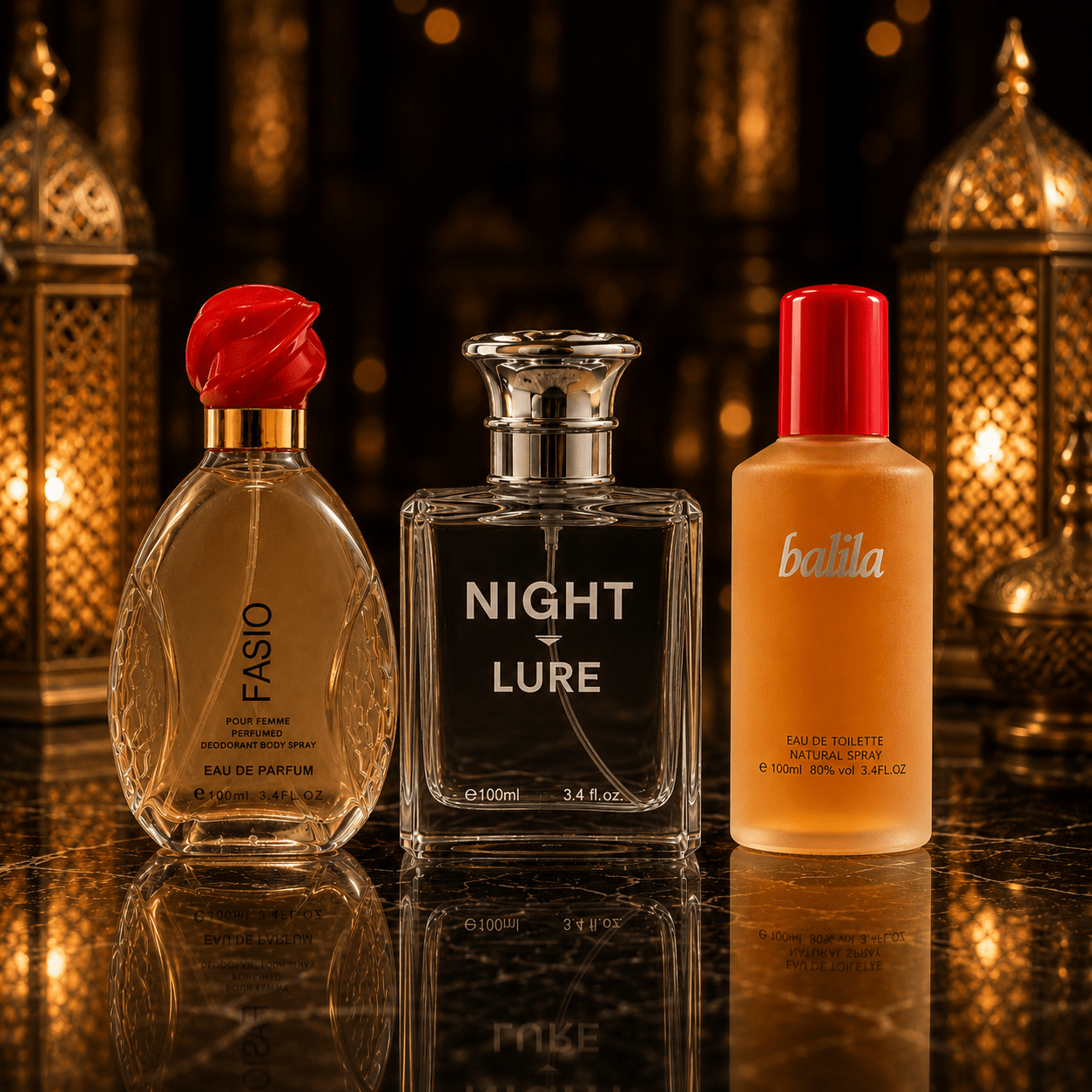 Set 3 Parfumuri de Damă 100ML - NIGHT LURE - BALIBA PARIS - FASIO ESSENCE - Parfumuri de vis