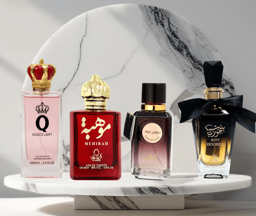 Set 4 parfumuri ARABESTI de Femei 100ML - DOLCE + MUHIBAH + DIRHAM + BINT - Parfumuri de vis