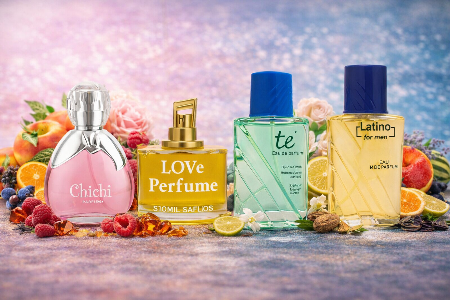 Set 4 Parfumuri de BARBAT + DAMA 100ML – CHICHI - LOVE PERFUME - BLUE TE - LATINO - Parfumuri de vis