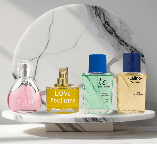 Set 4 Parfumuri de BARBAT + DAMA 100ML – CHICHI - LOVE PERFUME - BLUE TE - LATINO - Parfumuri de vis