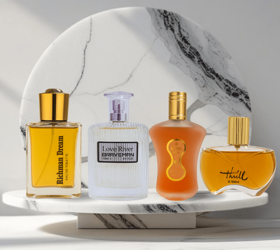 Set 4 Parfumuri de BARBAT + DAMA 100ML – LOVE RIVER - RICHMAN - ALISHA - THRILL - Parfumuri de vis