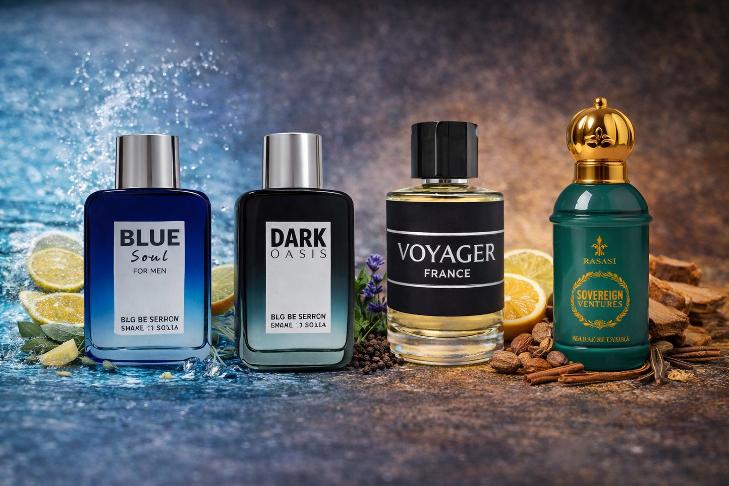 Set 4 parfumuri de Barbati 100ML - BLUE SOUL - VOYAGER - DARK OASIS - SOVEREIGN - Parfumuri de vis