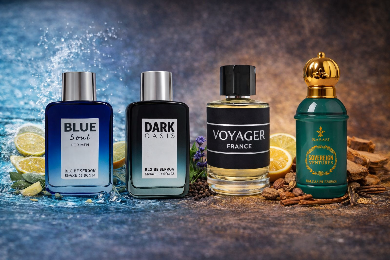 Set 4 parfumuri de Barbati 100ML - BLUE SOUL - VOYAGER - DARK OASIS - SOVEREIGN - Parfumuri de vis