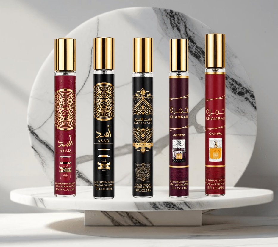 Set 5 Parfumuri de Barbati 35ML - ASAD - DUKHAN - QAHWA - BADEE AL OUD - BOURBON - Parfumuri de vis